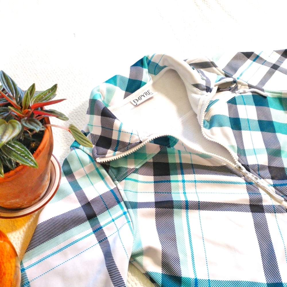 Empyre Technical Outerwear Teal Plaid Bonded Flee… - image 3